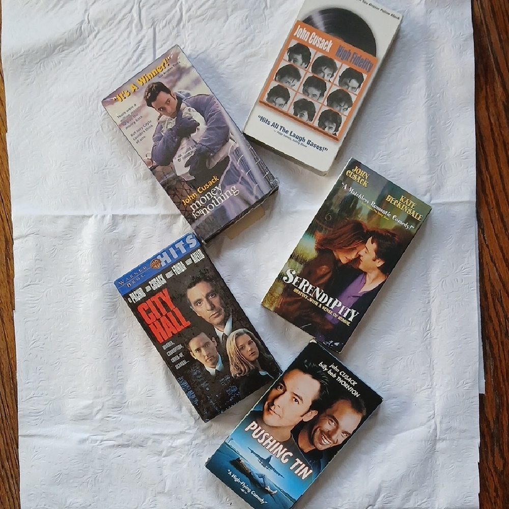 John Cusack VHS Movie Lot - Mixed Titles (Blue, Black, White)